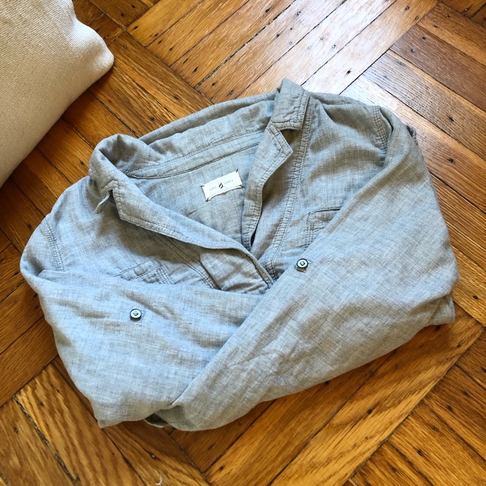 Lou & Grey LOFT Gray Popover Long Sleeve Top